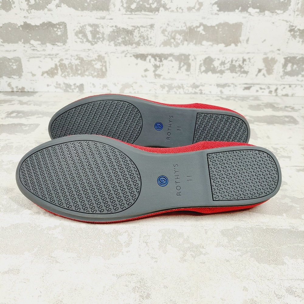 Rothy's Red Knit Flats with Blue Trim - Picture 6 of 7